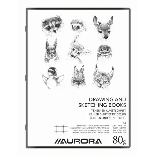 Tekeningboek 29,7 x 21 cm, 16 vellen, 1-regelig | Aurora Tekeningboek 29,7 x 21 cm, 16 vellen, 1-regelig | Aurora